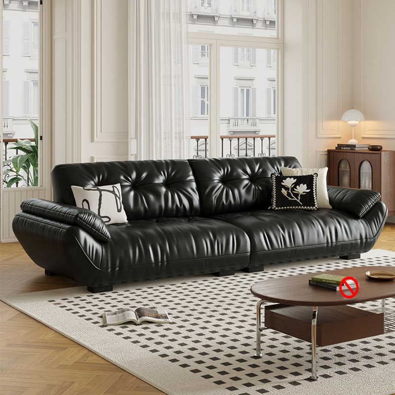 Scs black leather sofa discount